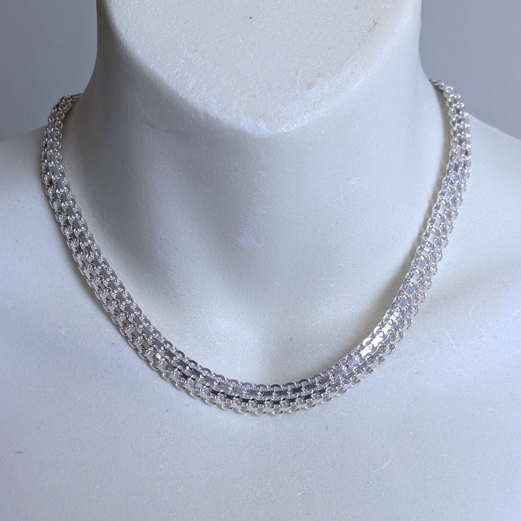 New Nwot Italy Designer Itaor Sterling Silver 925 10mm Wide Necklace Chain 17